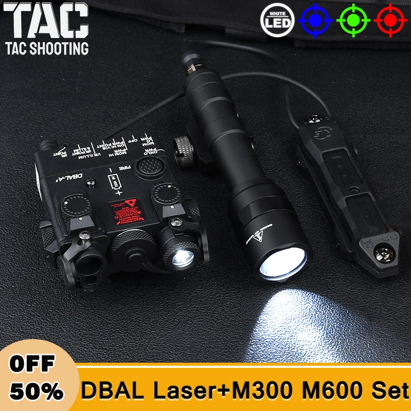 

DBAL-A2 Laser Red Green Blue Aiming M300 M300A M600 M600U White Light Flashlight With Dual Control Pressure Switch Airsoft Parts