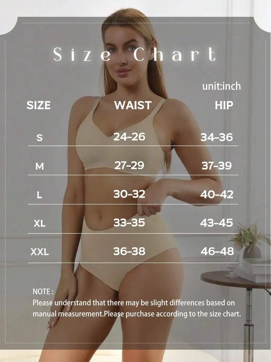 

6 Pack Women High Waist Seamless Full Coverage Briefs No Show Panties S To XXL