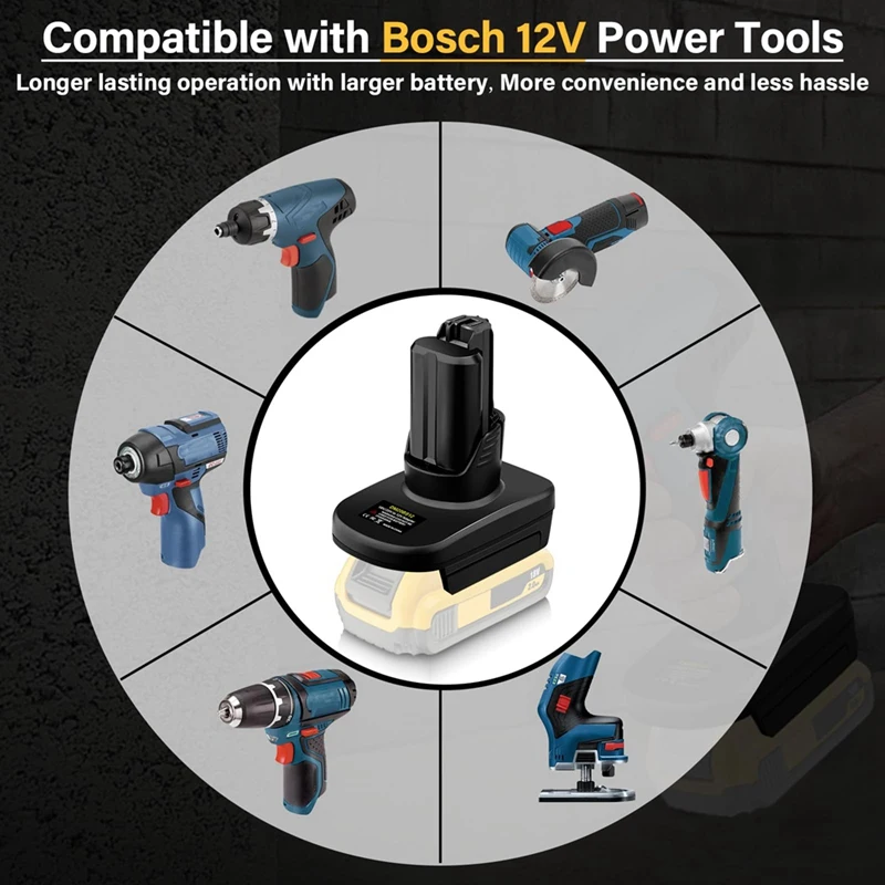 DM20BS12 Adapter Converter For Dewalt 20V&For Milwaukee M18 Battery Convert To For  12V And 10.8V Power Tools