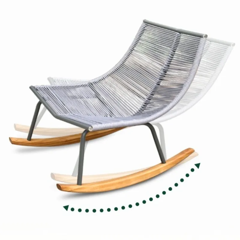 

Nordic Rocking Chair Relaxing Sun Chaise Lounge Modern Luxury Individual Outdoor Chairs Balcony Reclining Lazy Rattan Chair
