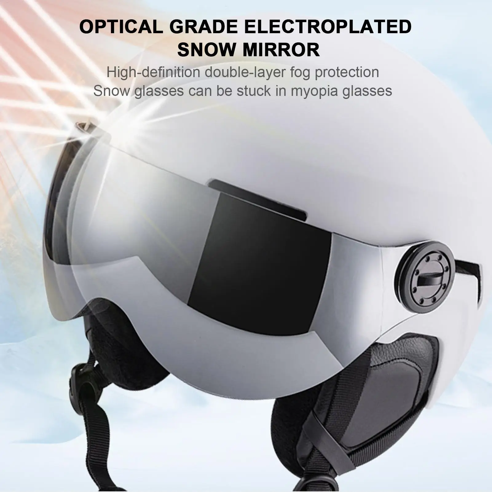 หมวกกันน็อคสกีพร้อมแว่นตาในตัว หมวกสโนว์บอร์ดกันลม กันกระแทก อุ่นสบาย ปลอดภัยสำหรับการเล่นสกีและสโนว์บอร์ด