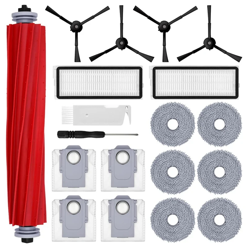 ABPQ-For Roborock Qrevo S/Qrevo Maxv/Qrevo Pro Main Side Brushes Hepa Filters Mop Cloth Dust Bags Replacement Parts