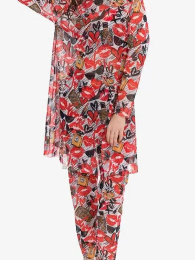 3-teiliger Retro-Bikini, bedruckt, modischer Badeanzug und Vertuschungshose, eng anliegend, Damen-Verband, Sommer, Strand, luxuriös, elegant, 2025