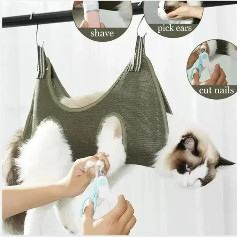 Auxiliary Holder Dog Hammock Repairing Nail Cat Dog Grooming Hammock Soft Comfortable with 2 Hooks Pet Grooming Cleaning Holder