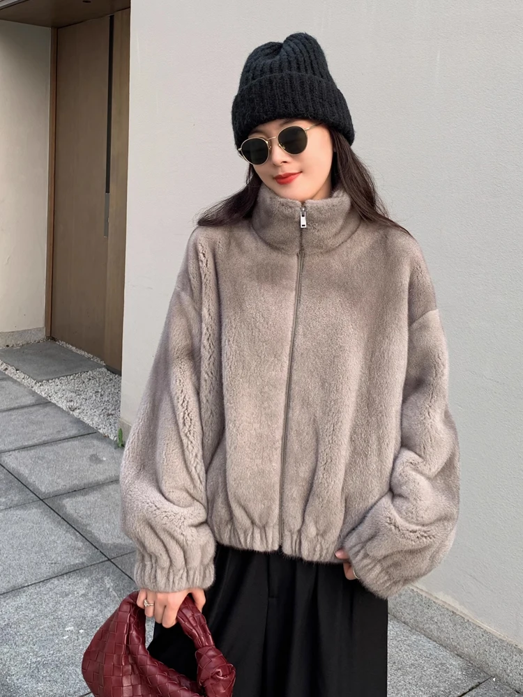 HDHOHR 2025 New Natural Mink Fur Coats For Women Real Mink Fur Coats OutwearPark With Fur High Quality Female Warm Winter Jacket