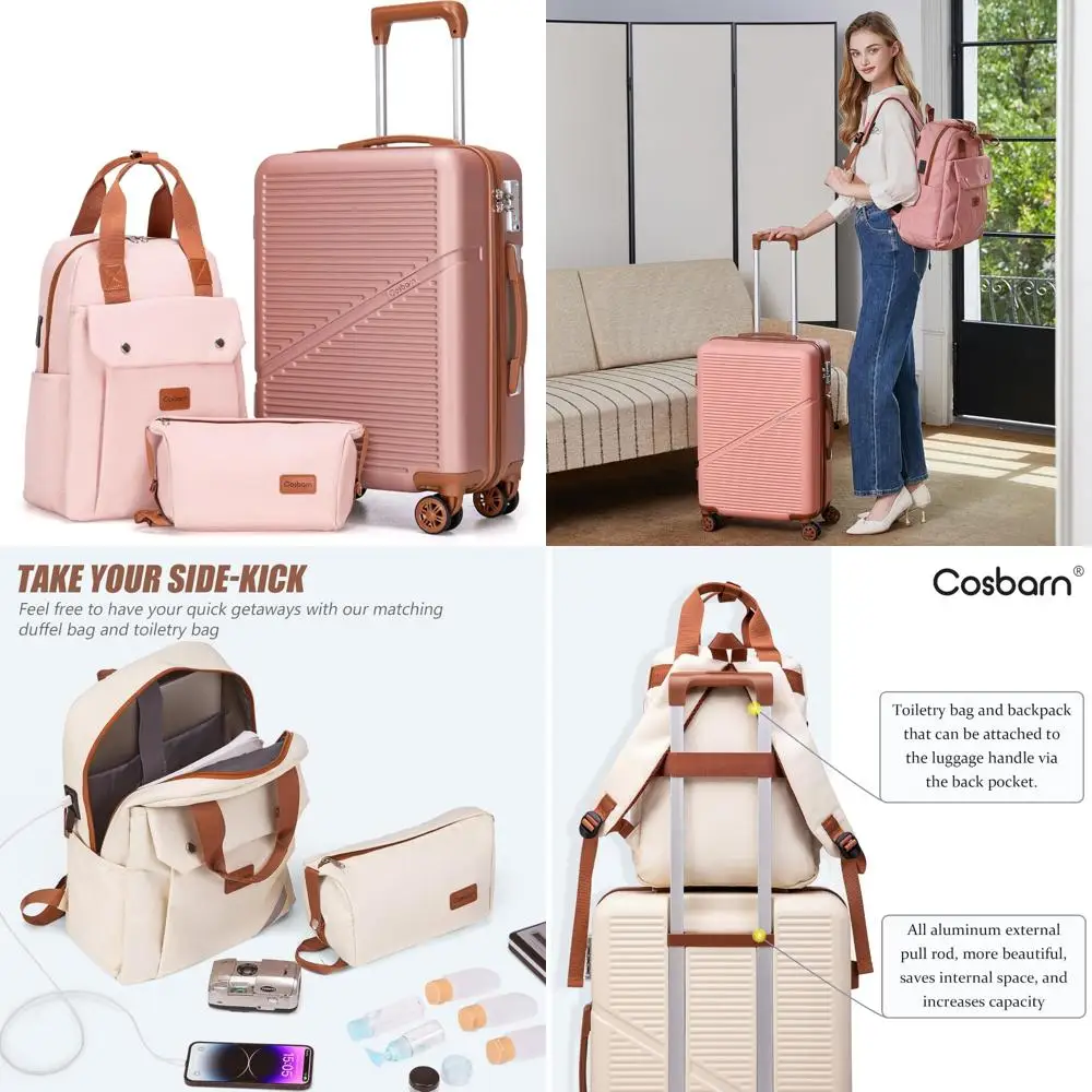 Equipaje de mano ligero ABS de 20 pulgadas con ruedas, aprobado por aerolínea, 22x14x9 pulgadas, maleta de viaje para un embalaje eficiente