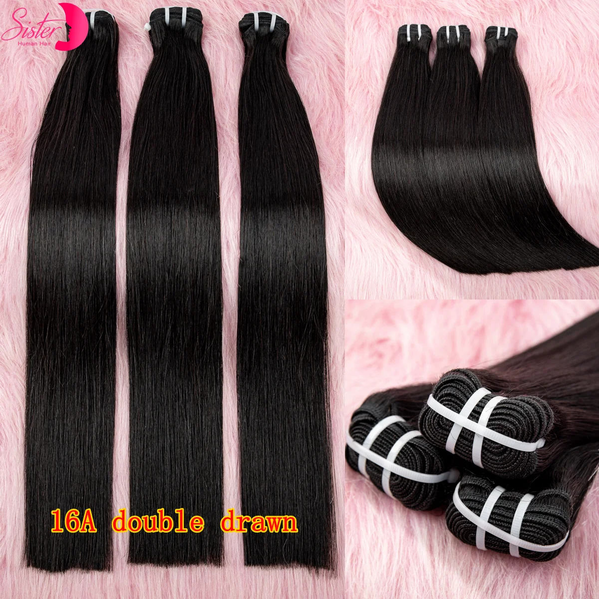 Bundles de cheveux humains raides vietnamiens Sophia, extensions de cheveux vierges bruts non transformés, double proximité, 100%, 16A, 22 po, 24 po, 26 po