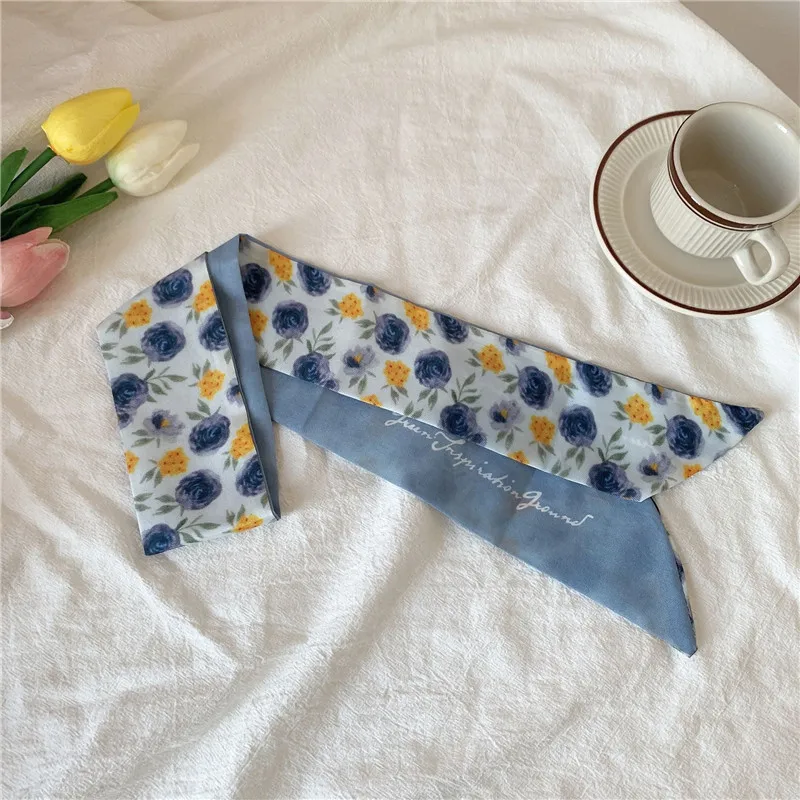 Decorative Ribbon New Gift Box Silk Scarf Temperament Tied Headband Versatile Bow Headgear Streamer Tied Bag with Hand Gift Box