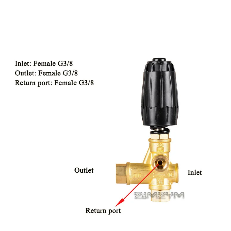 VRT3 Brass Pressure Washer Unloader Valve 310bar 40L/min Female G3/8 Thread Adjustable Bypass Regulator Valve for Power Washer