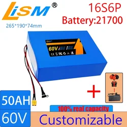 60V 50Ah 21700 16S6P Lithium Ion Battery Pack 2500W Power Tool Batteries Outdoor Backup Batteries With 40A BMS+67.2V charger