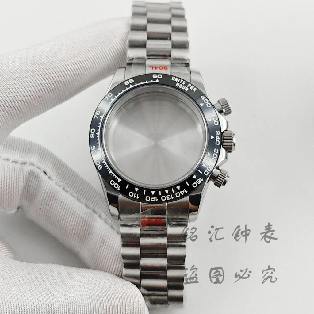 VK63 40mm Daytona Schwarze Lünette Präsidentenarmband Uhrengehäuse Saphirglas Uhrenzubehör für VK63 VK64 Quarzwerk – Detail 6