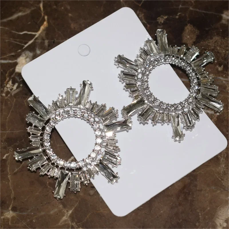 Women's Shiny Rhinestone Sunshine Styles Dangle Earrings, Elegant