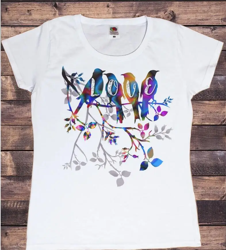 

2022 Rainbow Love Bird Tree Print Tshirt Women'S Clothing Yoga Meditation Breathe T Shirt Femme White Casual T-Shirt Female Tops