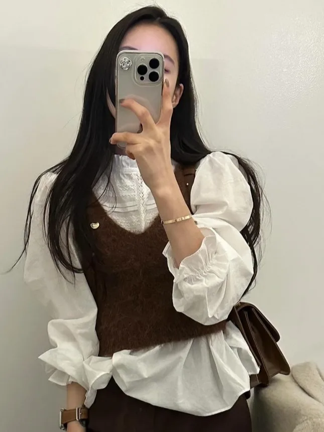 Colete F de Primavera com Decote em V e Pelo Sintético, Top Curto Sem Mangas, Versátil, Sensação de Alta Qualidade, Su...