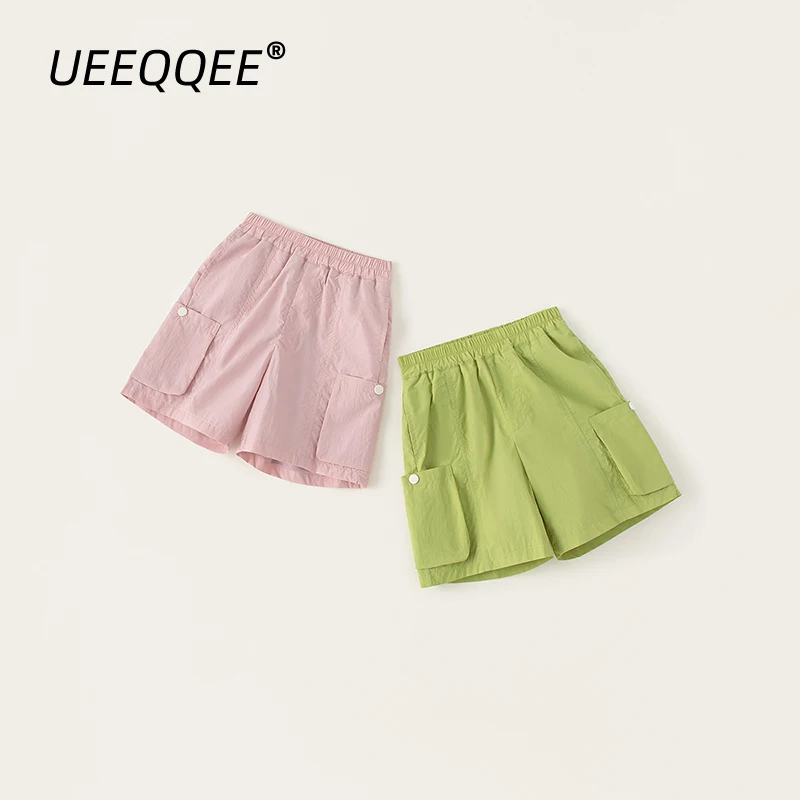 Spring Summer Children Shorts 5-14Y Boys Girls Waterproof Pocket Short Cargo Pants Trousers Korean Preteen Wear For Kids Clothes