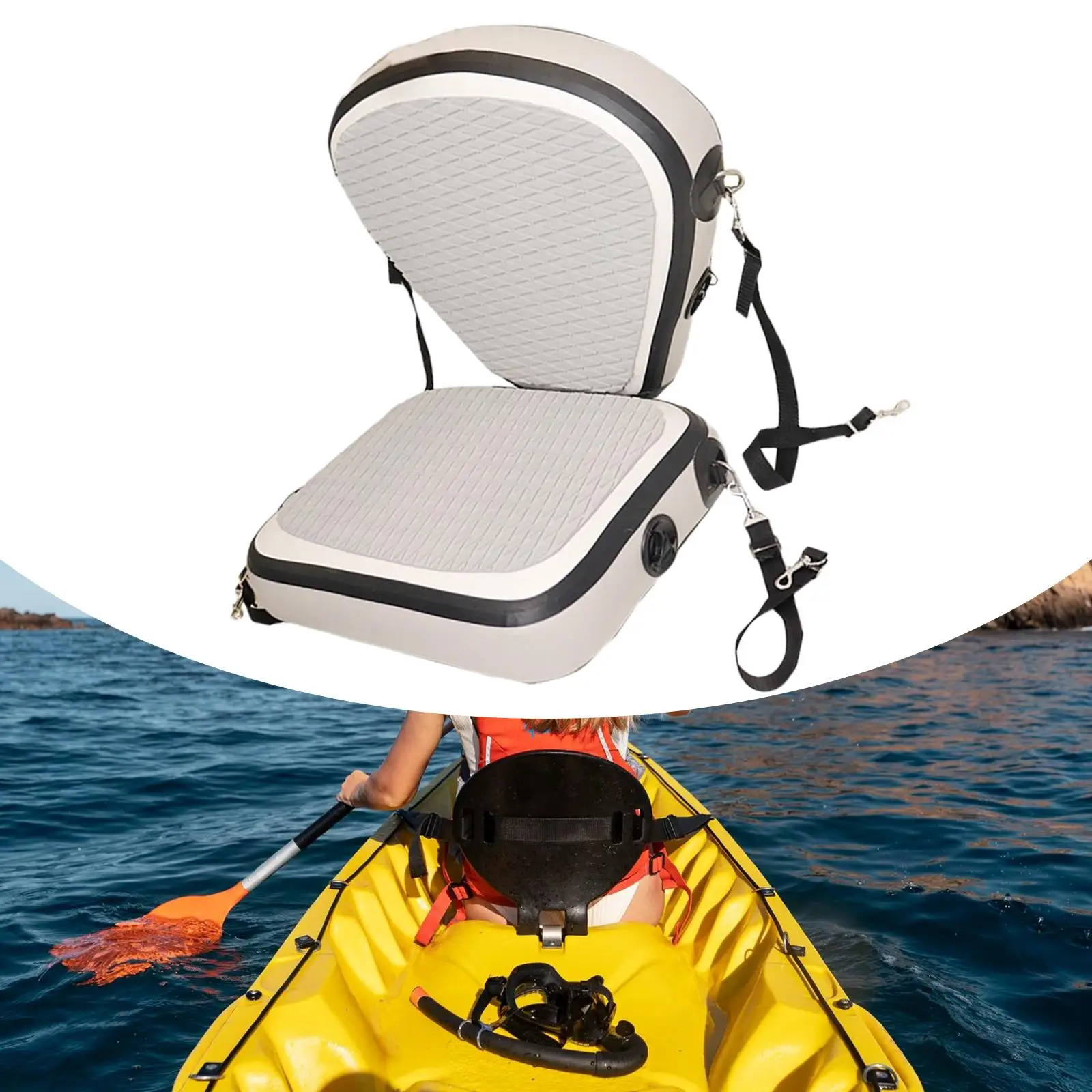 

Kayak Boat Seat Boat Seat with Straps Padded Canoeing Seat Air Cushion for Fishing Boat Drifting Camping Rafting