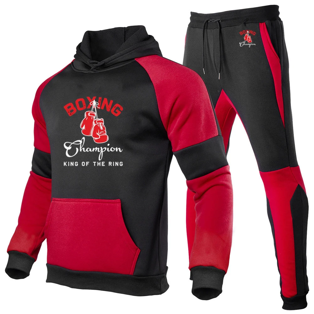 2025 Spring And Autumn Men's Hajime No Ippo Kamogawa Boxing Gym Logo Print Patchwork Designer Hoodies Long Pants Suits
