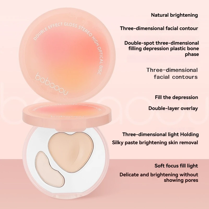 Double Effec Combination High Gloss Powder Blusher Matte Brightening Skin Tone Plate Facial Repair Multi-purpose Brighten
