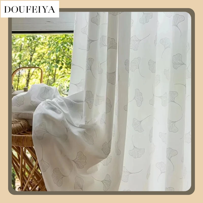 

Fashion Modern Embossed Silver Leaf White Tulle Curtains That Are Transparent and Impervious To The Living Room and Bedroom