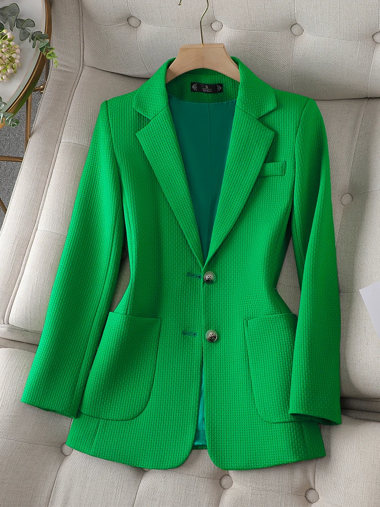 Blazer da donna autunno inverno capispalla verde nero beige cappotto da donna monopetto a maniche lunghe con tasca