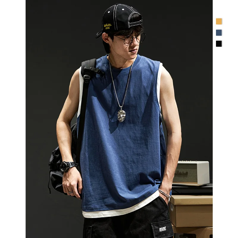 

Мужская летняя тонкая хлопковая спортивная майка свободного кроя с круглым вырезом, повседневная, модная, на все сезоны