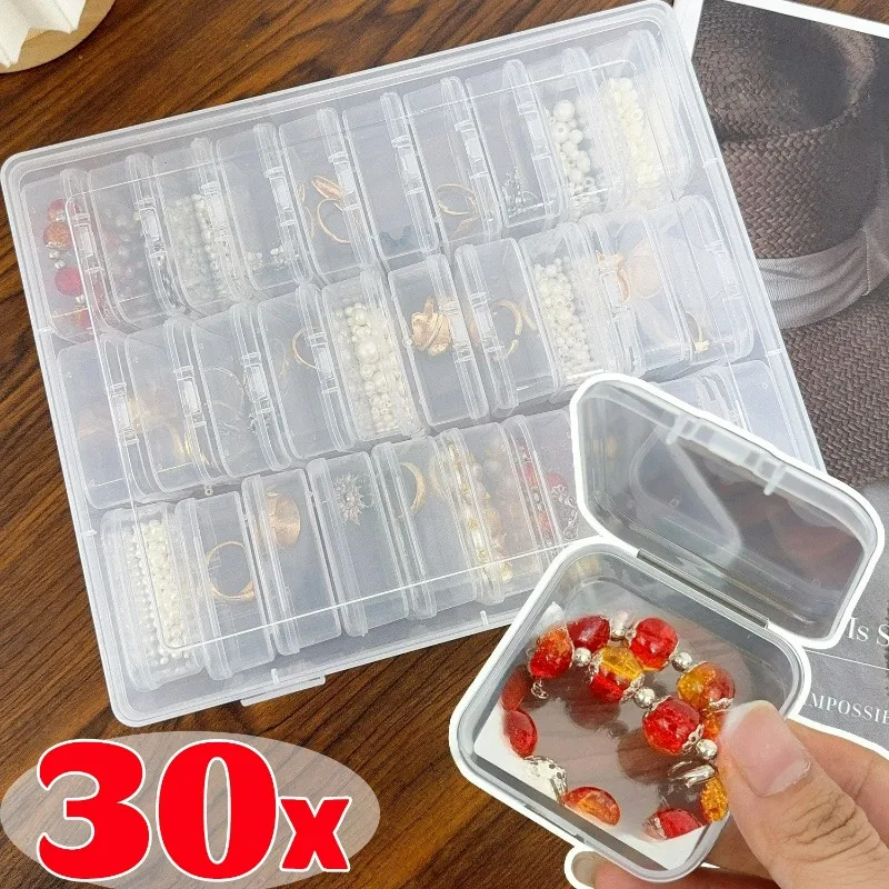 

12/30 Small Clear Storage Boxes Jewely Organizer for Rings Earrings DIY Craft Stackable Container Handmake Display Jewelry Boxes