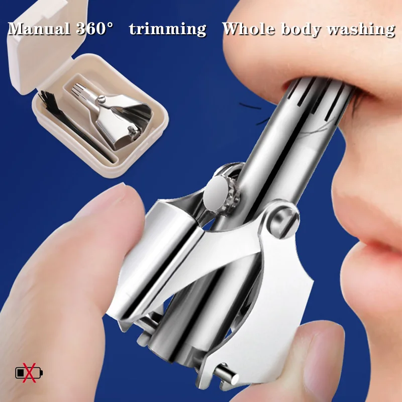 Naso capelli orecchio Trimmer per gli uomini in acciaio inox manuale lavabile portatile Tondeuse ez depilatore naso Vibrissa rasoio rasoio