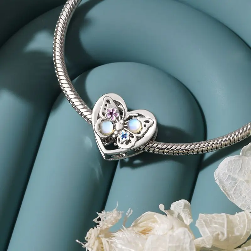 جديد 925 فضة فراشة بيردي سحر of ley 925 سلسلة مطرز صالح الأصلي سوار DIY بها بنفسك السيدات مجوهرات اكسسوارات