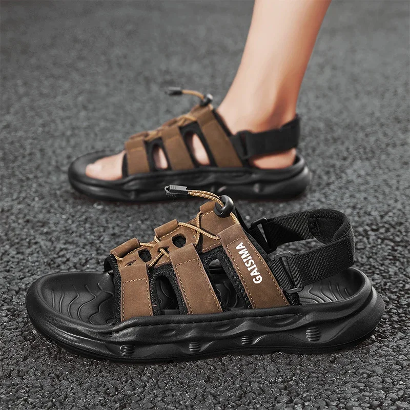 شقة عادية عدم الانزلاق التجفيف السريع الذكور أحذية الشاطئ الرجال الصنادل في الهواء الطلق المشي لمسافات طويلة المشي تنفس موضة كبيرة الحجم 44 جديد #5