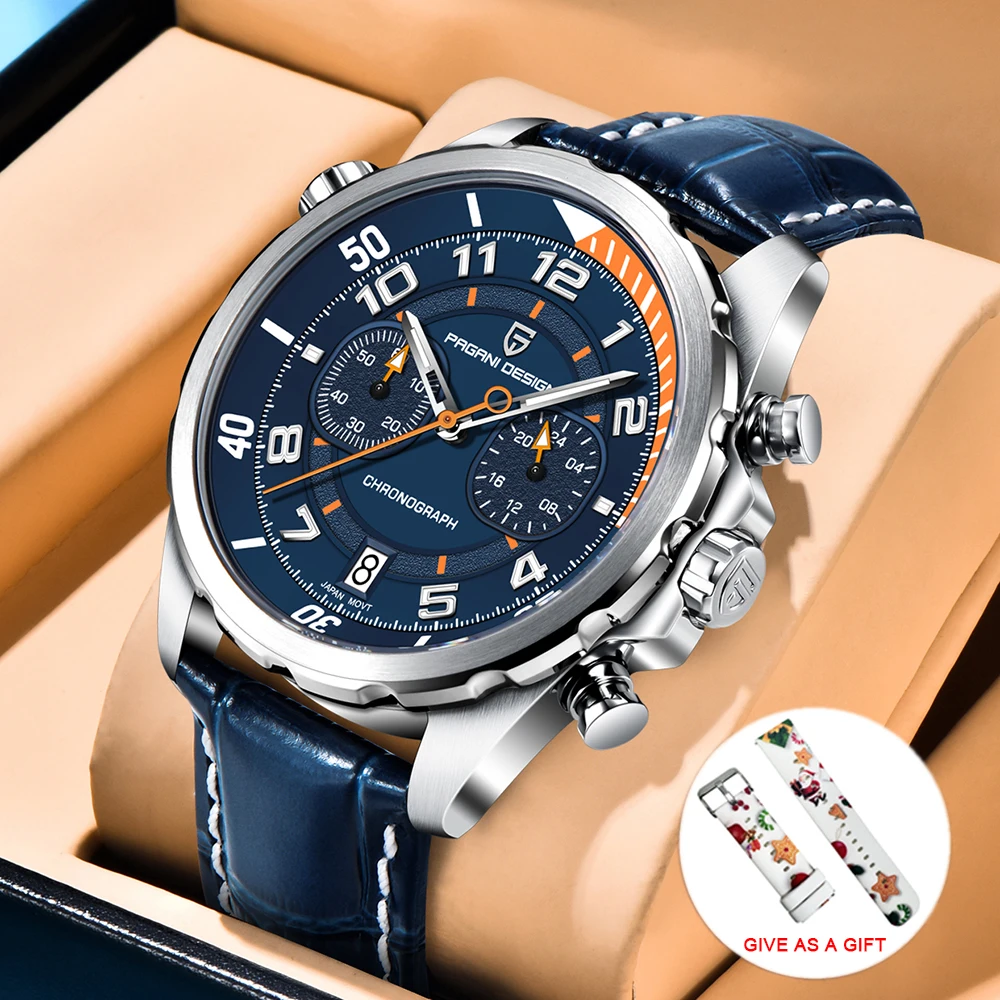 2025 New PAGANI DESIGN Luxury Sports LeatherWatch Waterproof Luminous Sapphire Glass Watch Holiday Gift Watches for Man+Gift Box