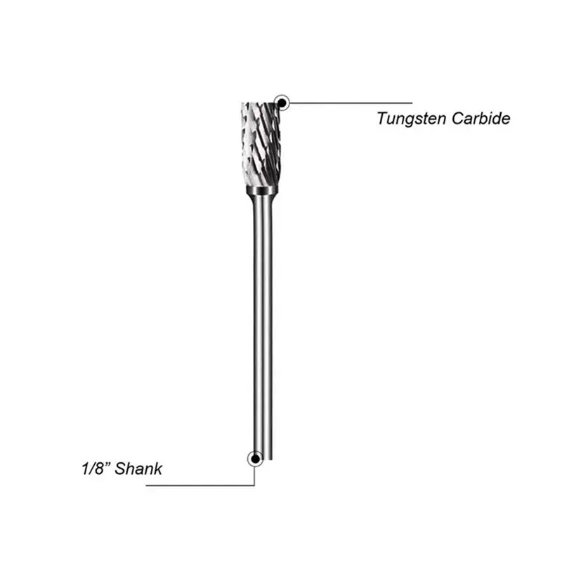 A11I Single Cut Carbide Rotarys Burr Set, 10 Pcs 1/8inch Shanks, 1/4inch Head Length Steel for Woodworking,Drilling