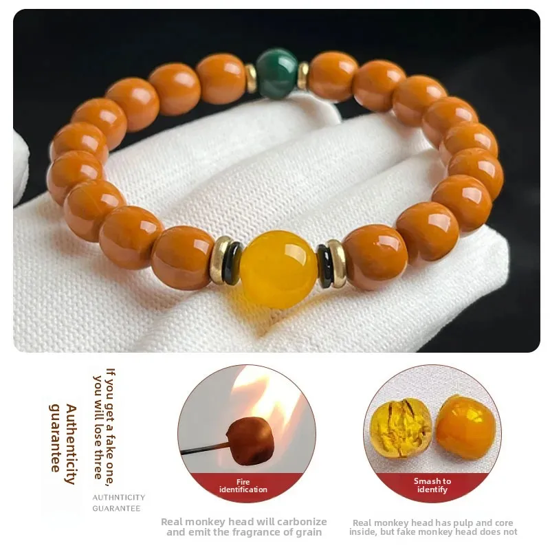 Old Barrel Monkey Head Hand String Round Design Walnut Hand Twisted Single Circle Wen Play Men and Women's Buddha Beads Bracelet