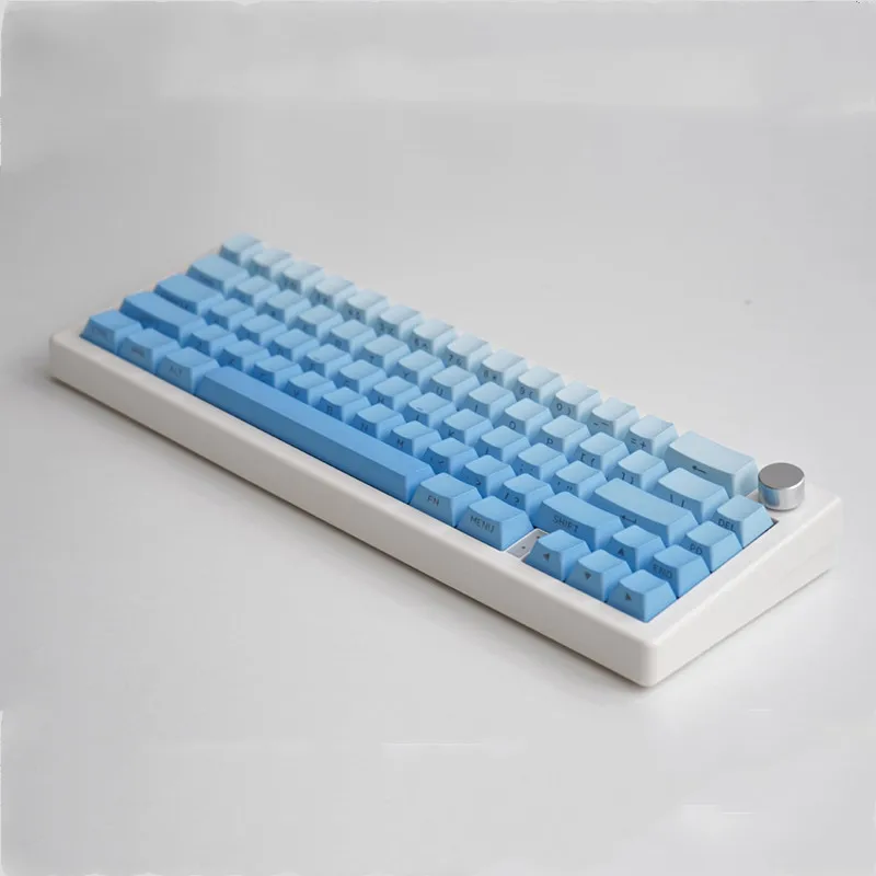 Frost Blue Dip Dyeing Gradient Doubleshot Side Light Transmission Keycaps PBT OEM Profile High CharacterFor Mechanical Keyboard