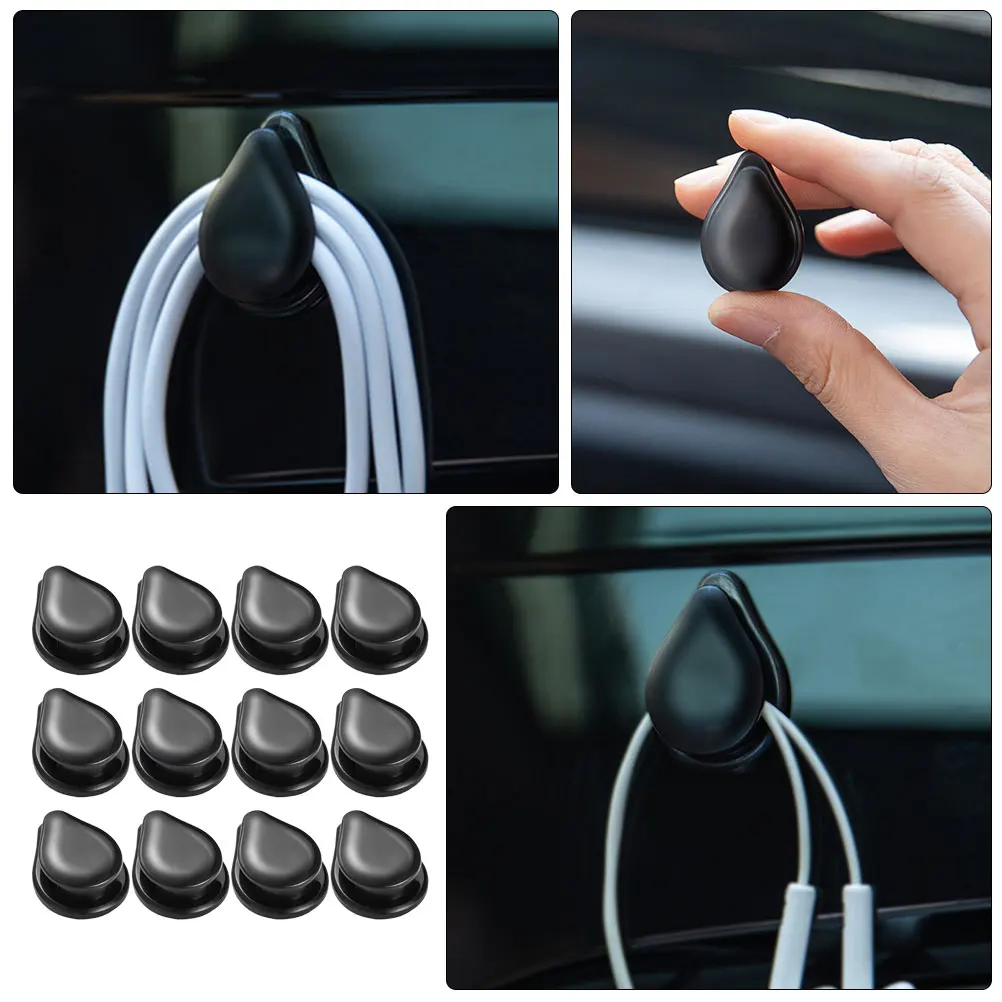 

12pcs Hooks Plastic Adhesive Hangers Automotive Accessories Organize Bags Cables Keep Tidy Save Space