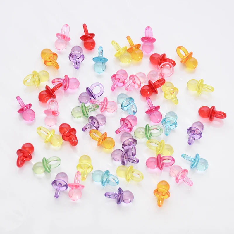 50/100Pcs Mini Acrylic Blue Pink Pacifier Nipple Confetti For Baby Shower Decoration Gender Reveal Table Scatter Birthday Party