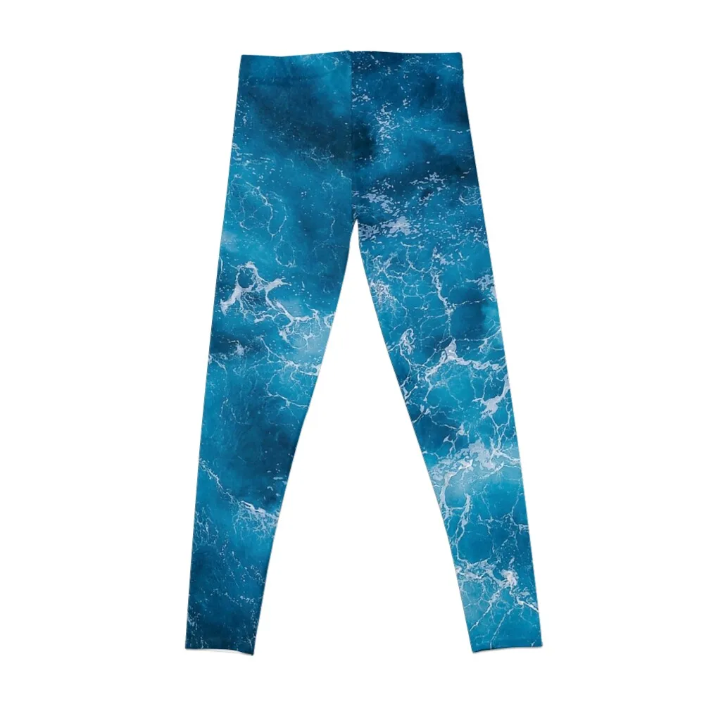 Blue Ocean Waves Sports Leggings para mulheres, Gym Fitness Leggings, Push Up Leggings para mulheres, Ginásio