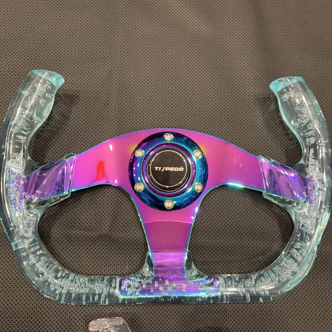 Universal 320MM Multi-color option Auto Acrylic Transparent Modification Sport Steering Wheel Color Plated Bracket Unique Design