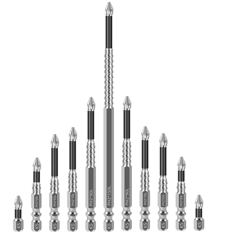 

ABVS K5 Impact Screwdriver Bits 11Pcs Driver Bit Anti-Slip Magnetic Drill Bits Teethphillips Cross Head Electric Drill Set