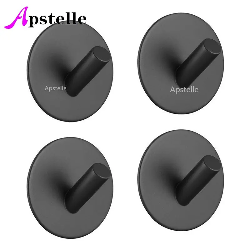 Self Adhesive Towel Hook Wall-Mounted Coat Holder Rack Bamboo Door Hook for Coat Belt Keys Headset Bathroom Accessories 3Hooks