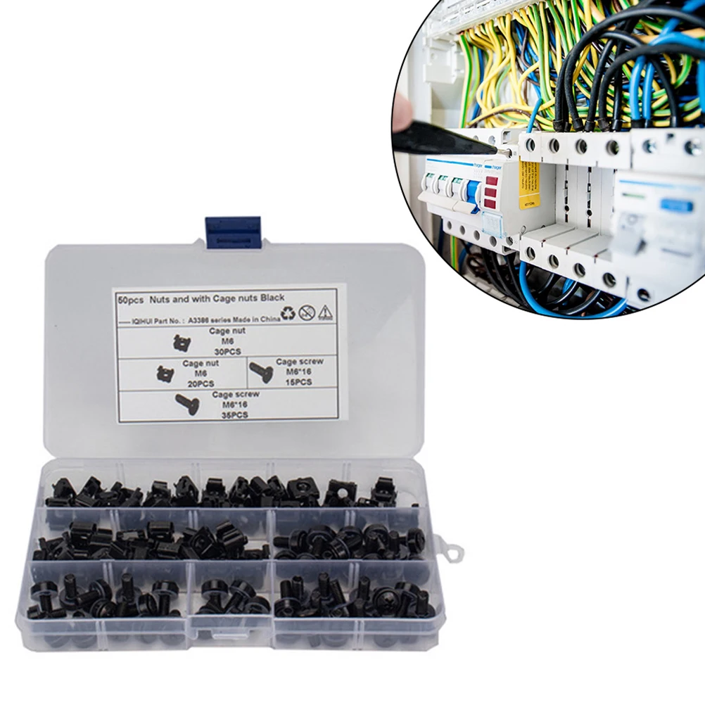 

1 Set M6 Cage Washers Mounting Kit Corrosion Resistant Square Lock Nuts For Server Cabinets Chassis Rack Computer Rack Mount