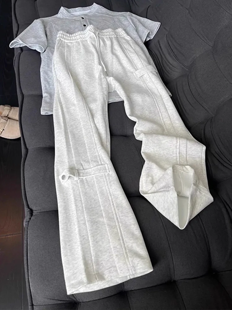 

Мужские прямые спортивные штаны, повседневные свободные брюки с лоскутным дизайном и ремешком для глаз, спортивная одежда для осеннего сезона