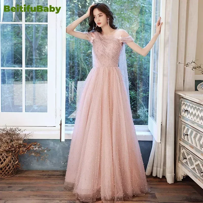 Palace Style Women's Party Evening Dress 2024 Sleeveless Long Skirt Elegant Ladies Glitterring Formal Dresses for Women Vestidos