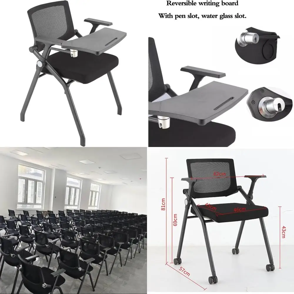 Multi-Functional Foldable Chair with Writing Board for Office and Classroom Meetings