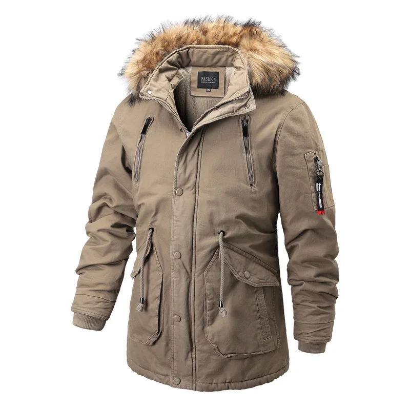 

Men's Casual Winter Thick Warm Parkas Windproof Overcoats Hooded With Fur Collar Men Male Fashion Loose Down Jackets Long Coats