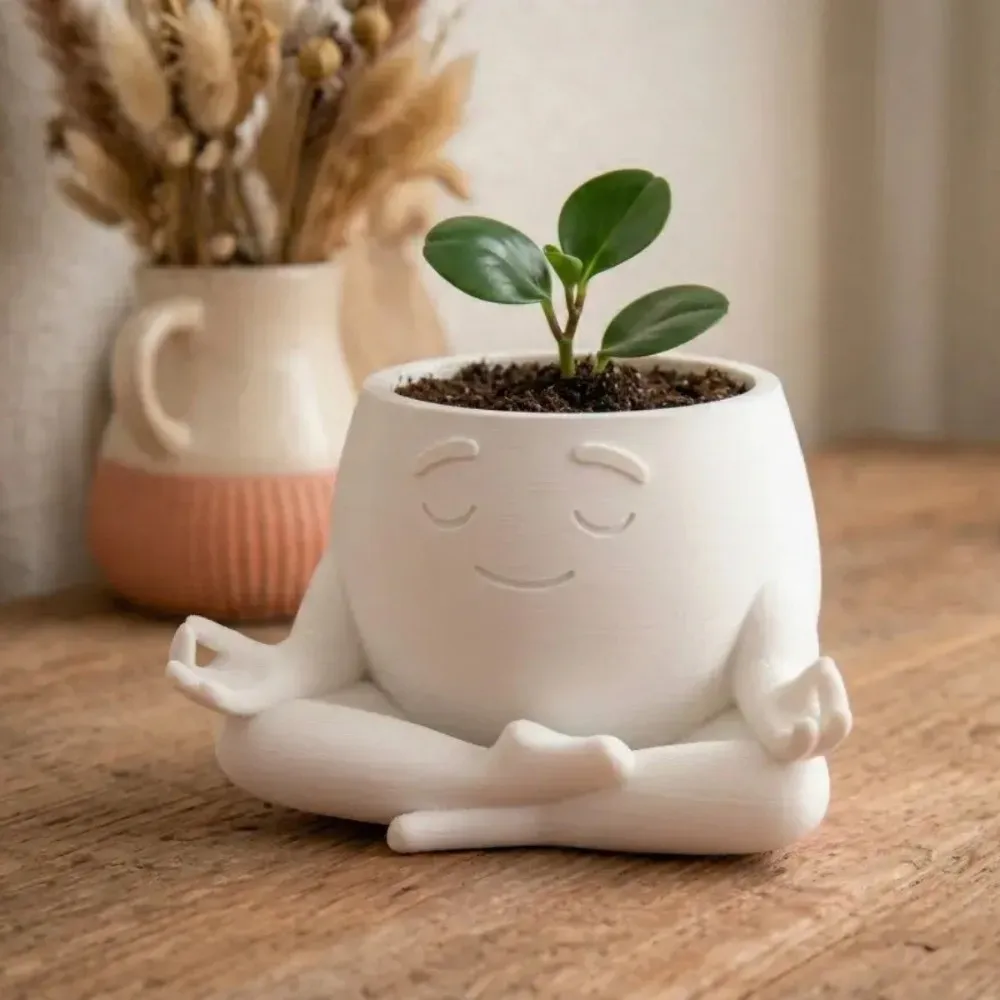 Sitting Posture 3D Printed Yoga Face Planter Novelty Gift Ornaments Head Planter Holder Unique Figurine Handicrafts