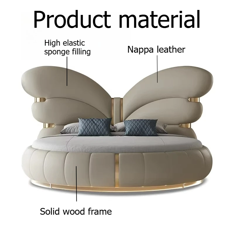 Decor Aesthetic 2.2m Double Round Bed Bedroom Decor For Teen Girls Luxury Modern Frame Full Size Fashion Hotel Home Furniture