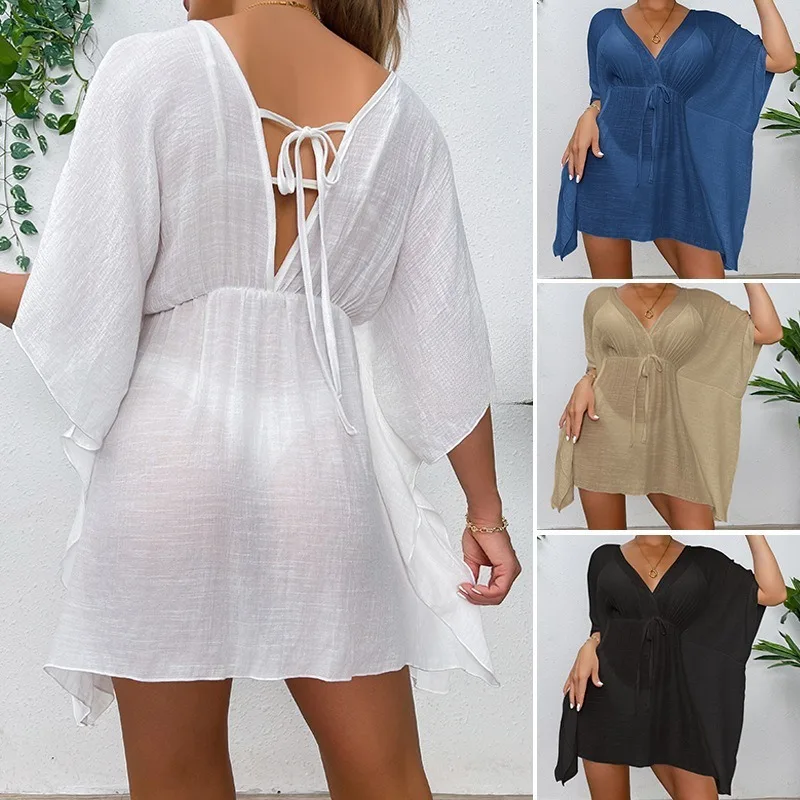 

Summer Beachy Cover Up BIKINI Women Beach Dress Cover-Ups Swimsuit Fashion Loose Solid Beachwear Bathing Suit