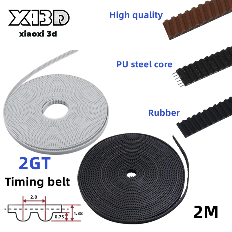 

1/2/5/10M Rubber / PU with Steel Core Gt2 Belt GT2 Timing Belt 6mm / 10mm Width 2GT Belt Cutting Length for 3d Printer Wholesale