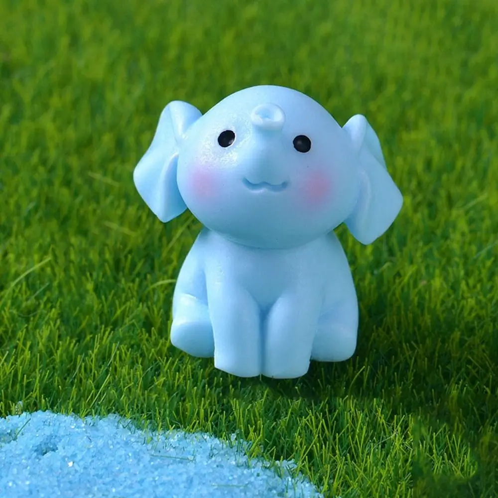 New Cartoon Cute Blue Elephant Micro Landscape Desktop Decoration Small Mini Elephant DIY Small Accessories Resin Animal Model