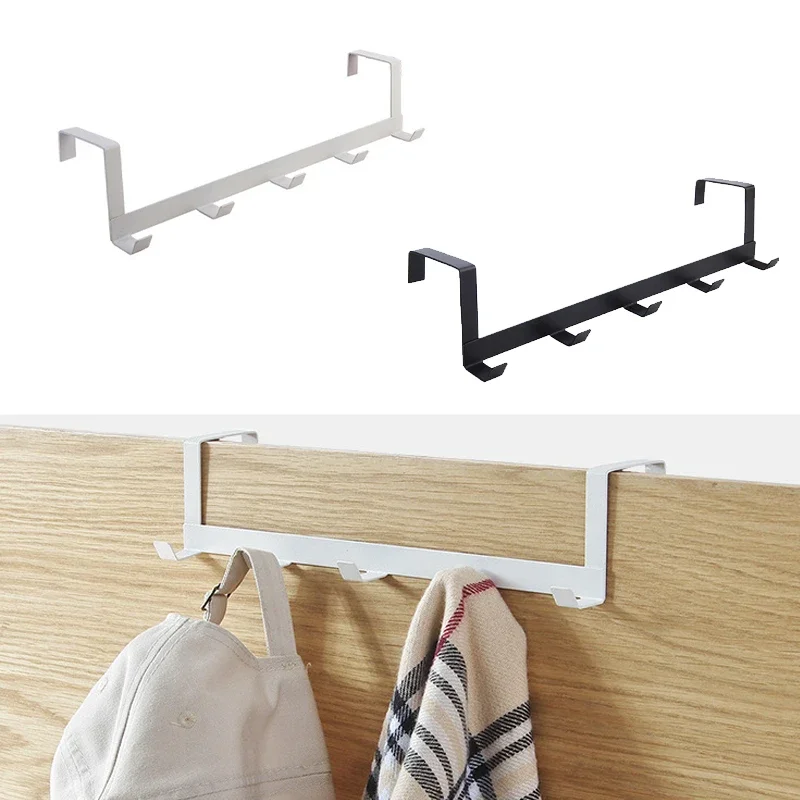 Hooks Over The Door 5 Hooks Home Key Hanging Storage Rack Clothes Coat Hat Towel Hanger Organizer Bathroom Kitchen Accessories